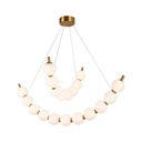 LÁMPARA DE TECHO COLGANTE METAL LED 19W 1170lm 3000K 800x1420mm LATÓN-BLANCO OPAL ARTE ILLUMINA TREA