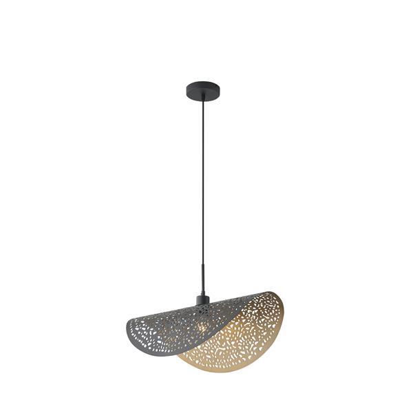 LÁMPARA DE TECHO COLGANTE DE METAL 1xE27 MÁX. 15W Ø600mm NEGRO-ORO ARTE ILLUMINA GALILEA