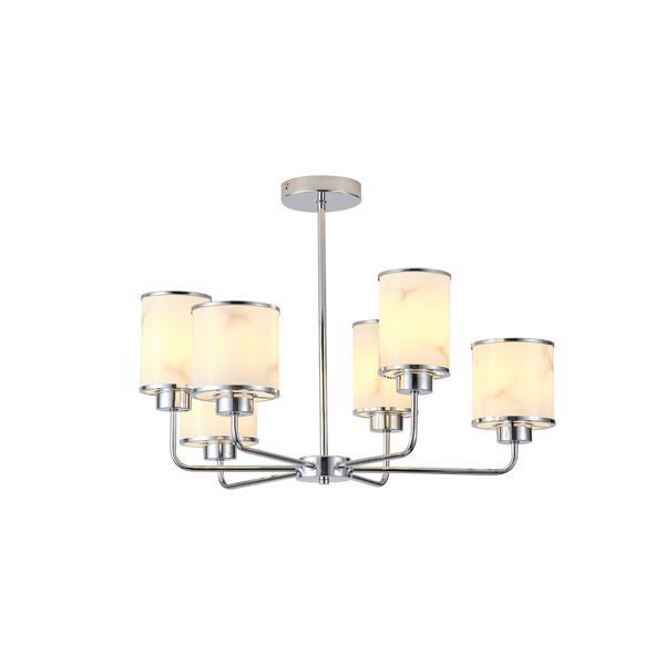 LÁMPARA DE TECHO COLGANTE METAL-VIDRIO 6xE27 MAX 40W Ø680mm CROMO ARTE ILLUMINA MARBELINE