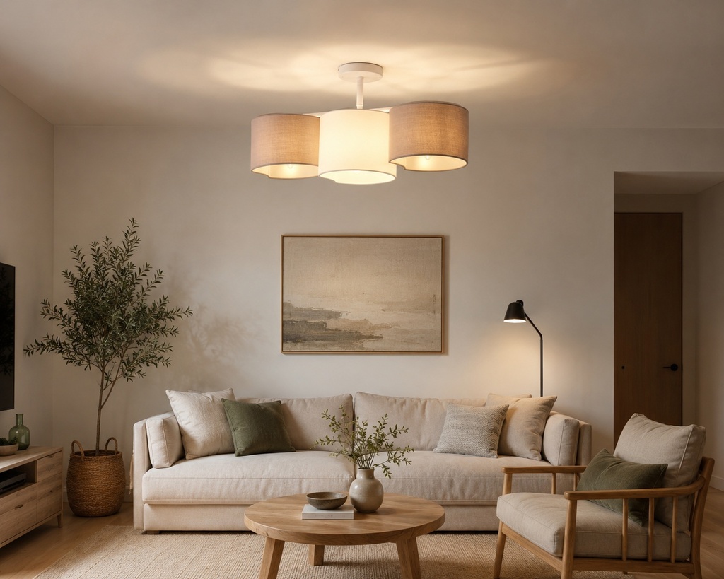 LÁMPARA DE TECHO COLGANTE DE TELA 3xE14 MAX 8W Ø580x300mm BLANCO ARTE ILLUMINA CLOUD