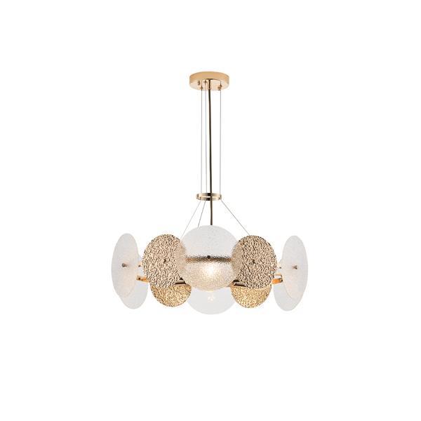 LÁMPARA DE TECHO COLGANTE METAL-VIDRIO 6xE14 MAX8W Ø560mm ORO ARTE ILLUMINA GLOW