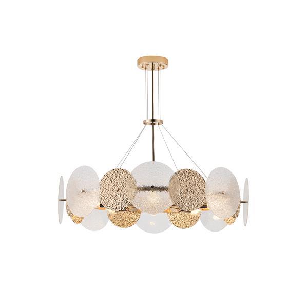 LÁMPARA DE TECHO COLGANTE METAL-VIDRIO 8xE14 MÁX. 8W Ø700mm ORO ARTE ILLUMINA GLOW
