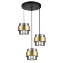 LÁMPARA COLGANTE 3 LUCES ROSETA 3xE27 MÁX. 15W MÁX. 15W 430x1215mm MÁX. 15W ORO NEGRO ARTE ILLUMINA RELIAC