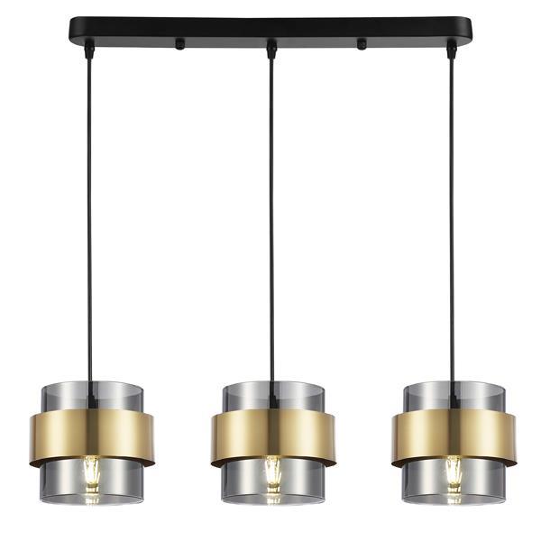 LÁMPARA COLGANTE 3 LUCES 3xE27 MÁX. 15W 180x1215mm MÁX. 15W ORO NEGRO ARTE ILLUMINA RELIAC