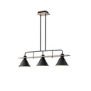 LÁMPARA DE TECHO COLGANTE MADERA-METAL 3 LUCES 3xE27 MAX 15W 780x180x865mm NEGRO ARTE ILLUMINA CONO
