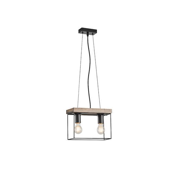 LÁMPARA DE TECHO COLGANTE MADERA-METAL 2xE27 MAX 15W 300x125x1230mm NEGRO-MARRÓN ARTE ILLUMINA MULTIPLA