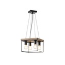 LÁMPARA DE TECHO COLGANTE MADERA-METAL 4 LUCES 4xE27 MAX 15W 300x300x1230mm NEGRO-MARRÓN ARTE ILLUMINA MULTIPLA