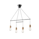 LÁMPARA DE TECHO COLGANTE MADERA-METAL 4 LUCES 4xE27 MÁX. 15W 930x120x1180mm NEGRO ARTE ILLUMINA EDISON