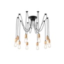 LÁMPARA COLGANTE MADERA-METAL 10 LUCES 10xE27 MÁX 15W 1000x1000x510mm NEGRO ARTE ILLUMINA EDISON