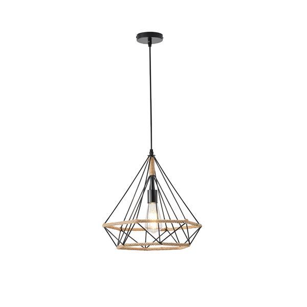 LÁMPARA DE TECHO COLGANTE CUERDA-METAL Ε27 MAX 15W 380x380x1450mm NEGRO-CAQUI ARTE ILLUMINA FLARE