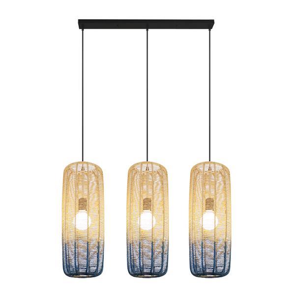 LÁMPARA COLGANTE 3xE27 1000x1200mm RATÁN BLANCO AZUL ARTE ILLUMINA KAI