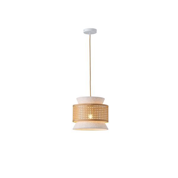 LÁMPARA DE TECHO COLGANTE TELA 1xE27 MAX 15W 260x1260mm BEIGE-BLANCO MATE ARTE ILLUMINA ISLA