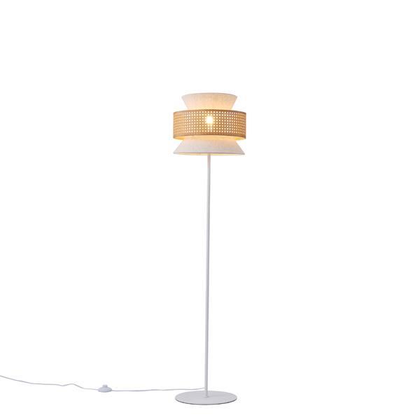 LÁMPARA DE PIE TELA LIGERA 1xE27 MÁX. 15W Ø350mm BEIGE BLANCO MATE ARTE ILLUMINA ISLA