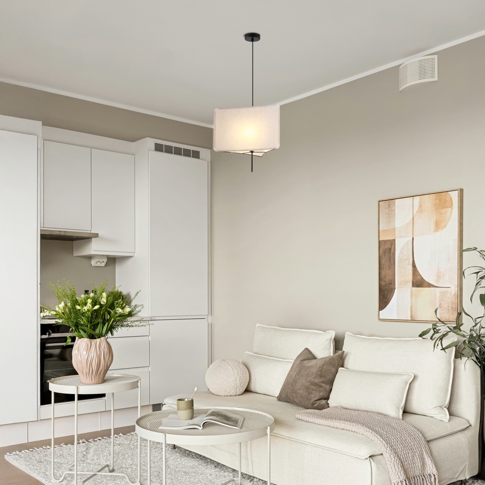 LÁMPARA DE TECHO COLGANTE DE TELA 1xΕ27 MÁX 60W Ø480xH900mm BEIGE ARTE ILLUMINA TOSCANY