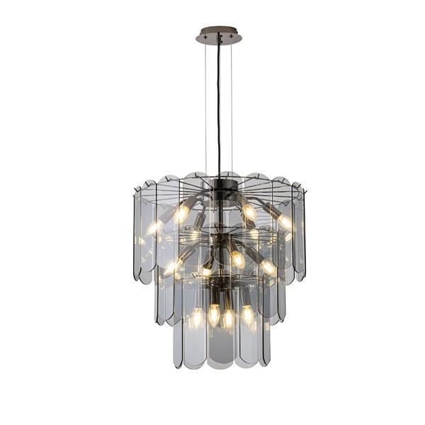 LÁMPARA DE TECHO COLGANTE METAL-VIDRIO 14xΕ14 ΜΑΧ 8W Ø550x1500mm NEGRO ARTE ILLUMINA MIRA