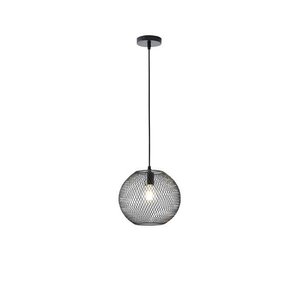 LÁMPARA DE TECHO COLGANTE DE METAL 1xE27 MÁX. 15W 350x350Χ1360mm NEGRO ARTE ILLUMINA MESH