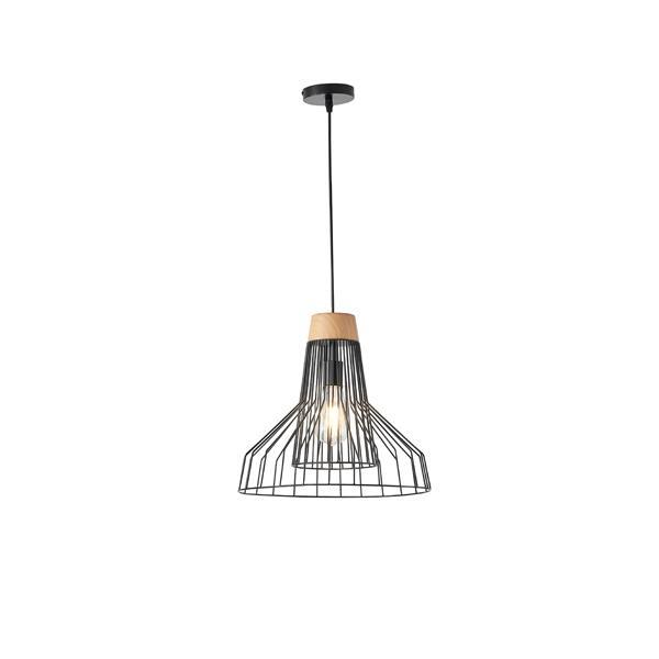 LÁMPARA DE TECHO COLGANTE METAL 1xE27 MÁX. 15W 360x360x1380mm NEGRO ARTE ILLUMINA TASSEL