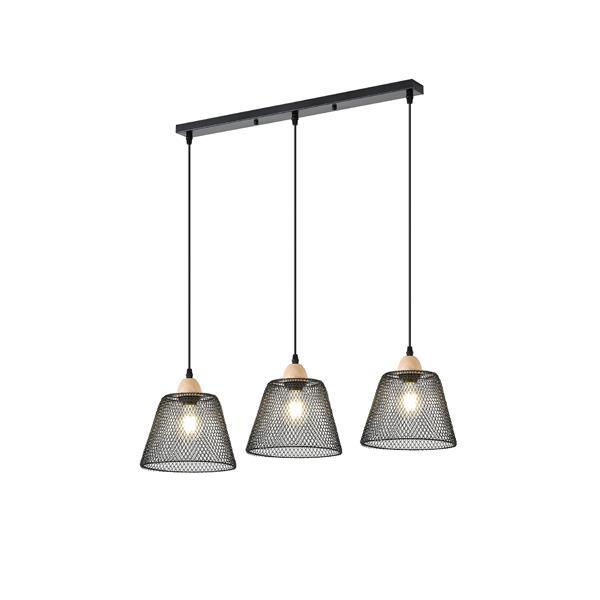 LÁMPARA DE TECHO COLGANTE METAL 3 LUCES 3xE27 MÁX. 15W 370x370x1260mm NEGRO ARTE ILLUMINA NET