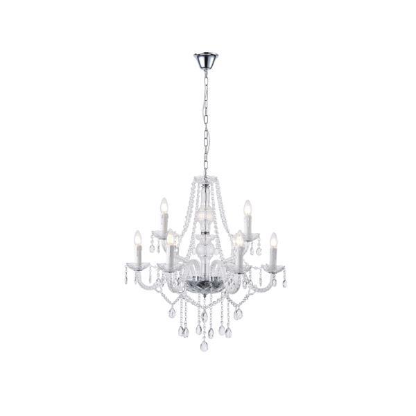 LÁMPARA DE TECHO COLGANTE METAL-VIDRIO TRANSPARENTE 9xE14 MAX 15W 710x1750mm BLANCO ARTE ILLUMINA KRISTALLO