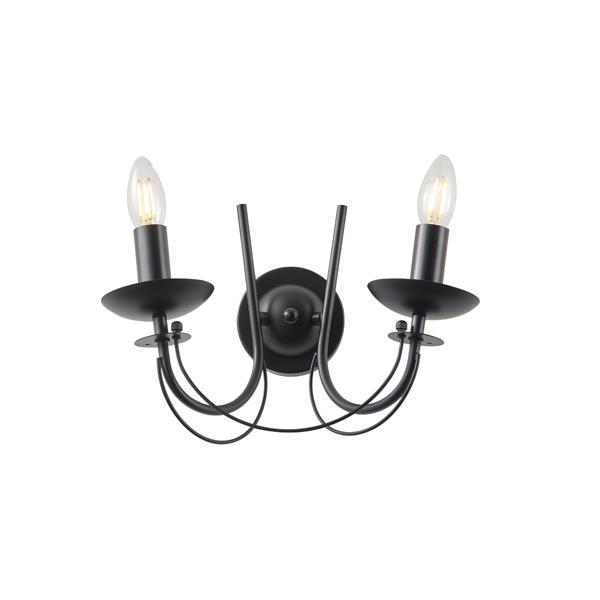 APLIQUE DE PARED METAL CRISTAL TRANSPARENTE 2xE27 MAX 15W 320x300mm NEGRO ARTE ILLUMINA VAULT