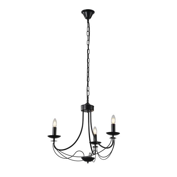 LÁMPARA DE TECHO COLGANTE DE METAL 3xE27 MÁX. 15W 470x600mm NEGRO CON CRISTAL TRANSPARENTE ARTE ILLUMINA VAULT
