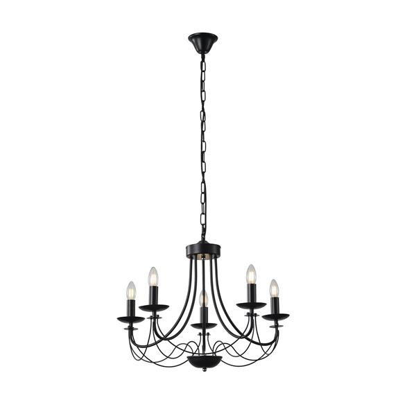 LÁMPARA DE TECHO COLGANTE CRISTAL TRANSPARENTE 5xE27 MÁX. 15W 470x630mm NEGRO ARTE ILLUMINA VAULT