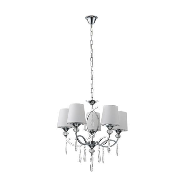 LÁMPARA DE TECHO COLGANTE METAL-TEJIDO 5xE27 MAX 15W MAX 40W 530x600mm CROMO ARTE ILLUMINA COUNTESS