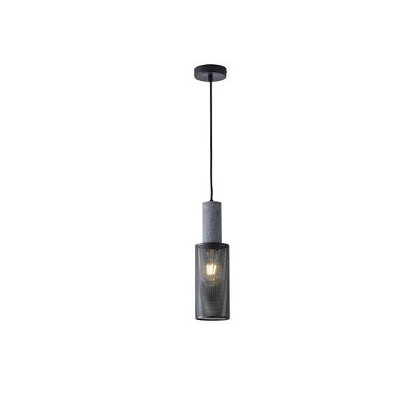 LÁMPARA DE TECHO COLGANTE DE HORMIGÓN Y HIERRO 1xΕ27 Ø100x1840mm NEGRO ARTE ILLUMINA SCOURO