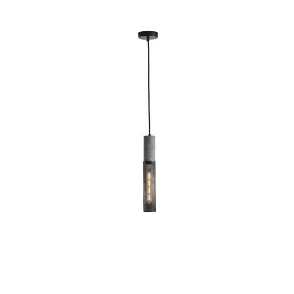LÁMPARA DE TECHO COLGANTE DE HORMIGÓN Y HIERRO 1xΕ27 Ø65x1880mm NEGRO ARTE ILLUMINA SCOURO