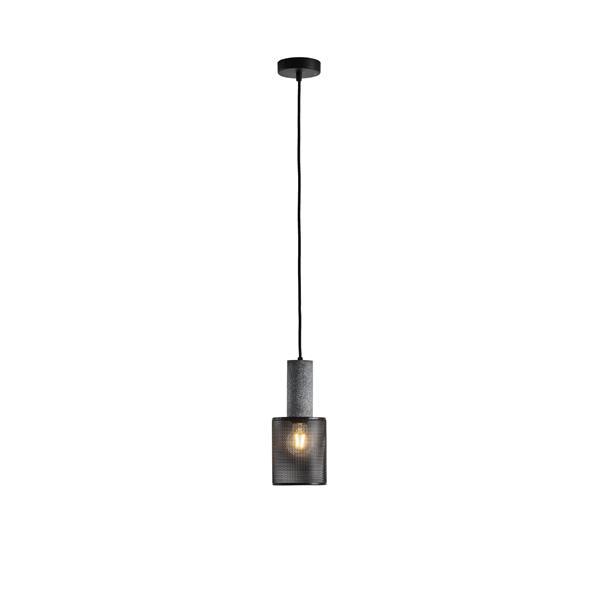 LÁMPARA DE TECHO COLGANTE DE HORMIGÓN Y HIERRO 1xE27 Ø120X1760mm NEGRO ARTE ILLUMINA SCOURO