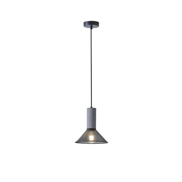 LÁMPARA DE TECHO COLGANTE DE HORMIGÓN Y HIERRO 1xΕ27 Ø210X1720mm NEGRO ARTE ILLUMINA SCOURO