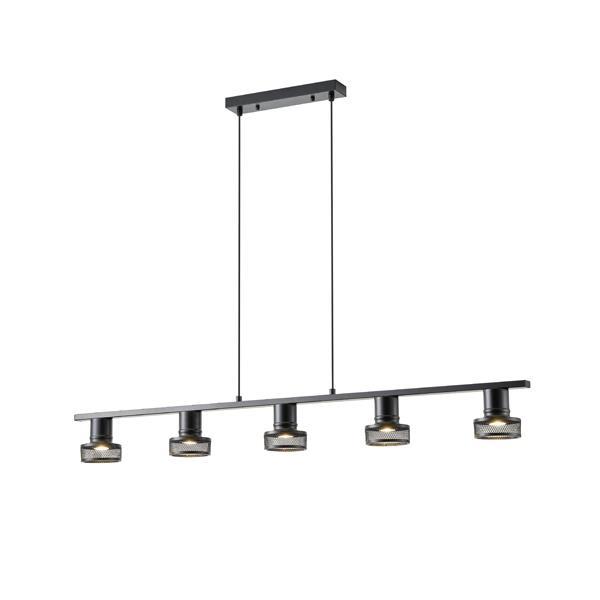 LÁMPARA DE TECHO CINCO LUCES E27 MÁX. 15W 1180x100x1180mm NEGRO CON MALLA ARTE ILLUMINA  SOLUN