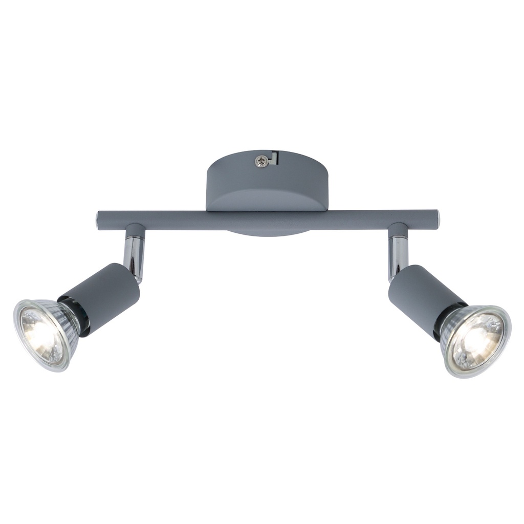 FOCO DOBLE METALIZADO 1xGU10 MÁX. 7W 220x80x125mm GRIS ARTE ILLUMINA VORRAS
