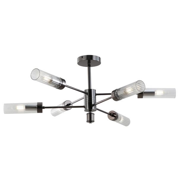 LÁMPARA DE TECHO COLGANTE METAL-VIDRIO 6 LUCES 6xE14 MAX 8W Ø830x330mm ARTE ILLUMINA VINY