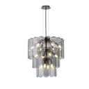 LÁMPARA DE TECHO COLGANTE METAL-VIDRIO 8xΕ14 Μax 8W Ø420x1500mm NEGRO ARTE ILLUMINA MIRA