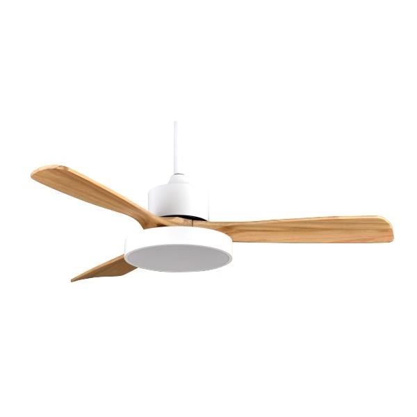 VENTILADOR DECORATIVO CON ASPAS DE MADERA CON LUZ LED Y CONTROL Ø122 DC 35W