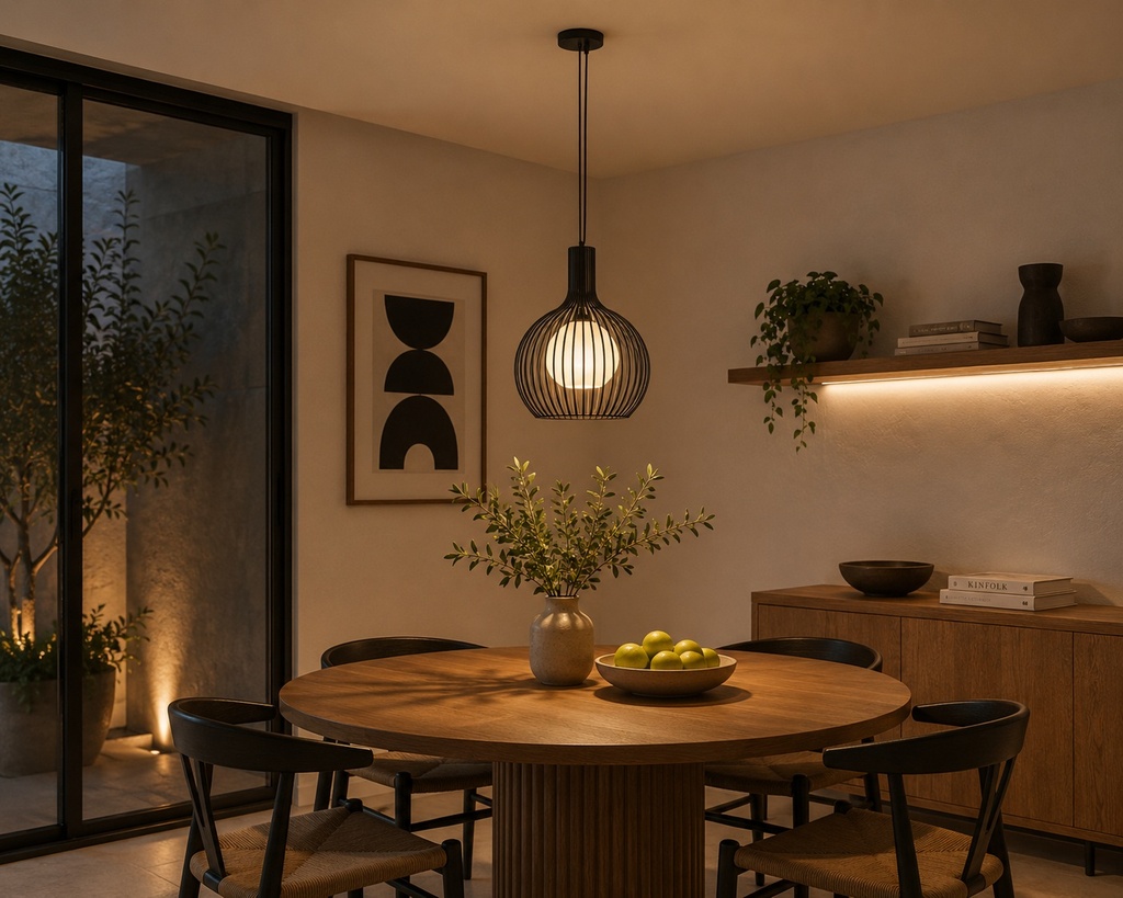 LÁMPARA DE TECHO COLGANTE METAL 1xE27 MAX 15W Ø340x1520mm NEGRO ARTE ILLUMINA AIRY