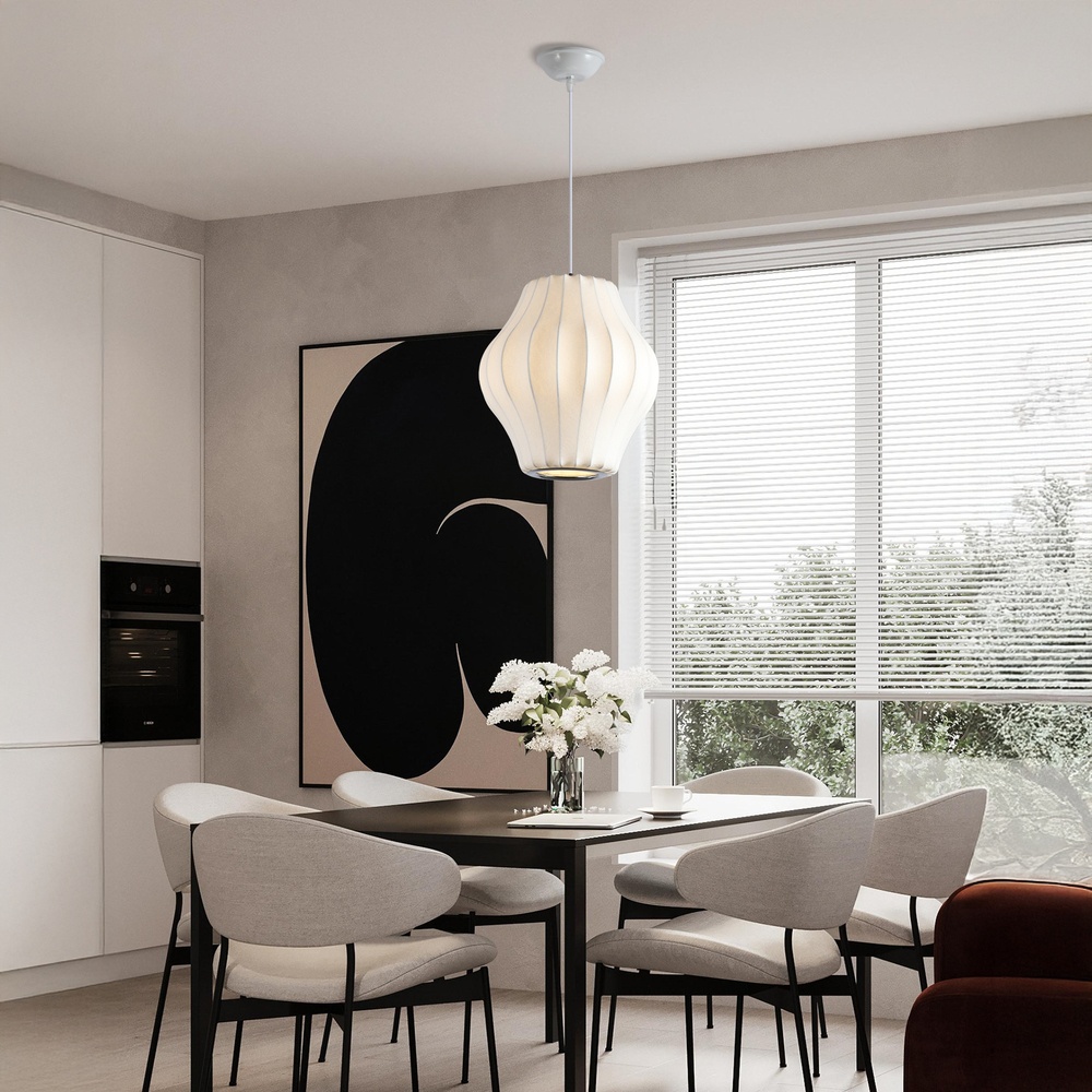 LÁMPARA DE TECHO COLGANTE TYVEK - METAL 1xE27, MÁX. 15W, D300mm BLANCO, ARTE ILLUMINA ALLIONA