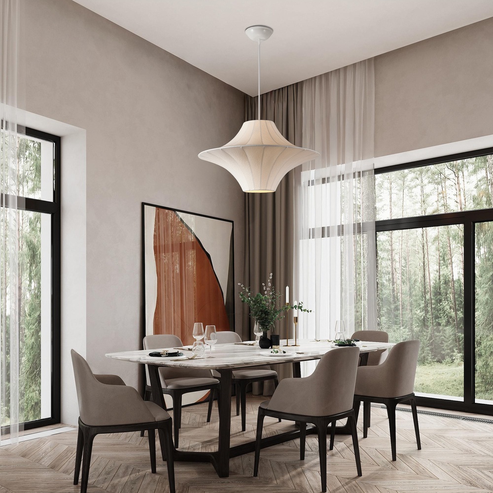 LÁMPARA DE TECHO COLGANTE TYVEK - META, 2xE27, MÁXIMO 15W, D500x350mm, BLANCO, ARTE ILLUMINA AVIRA