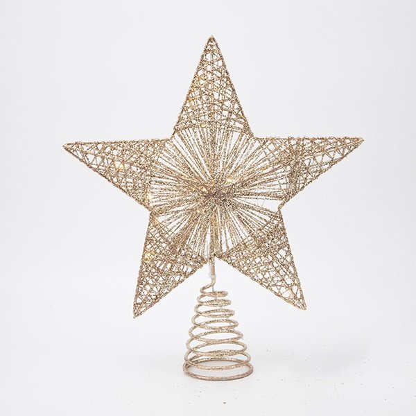 ILUMINADO CHAMPÁN ESTRELLA 26X6X30CM, 20 MINI LED, ADAPTADOR, TEMPORIZADOR, HILO DE COBRE PLATEADO, LED BLANCO CÁLIDO, CABLE DE ALIMENTACIÓN 3M, IP44