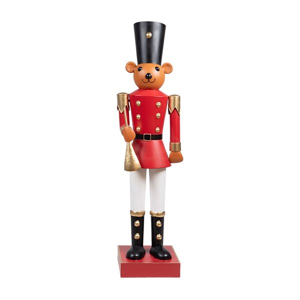 OSO DE PELUCHE SOLDADO, ROJO, METAL, 33X28X119.5CM