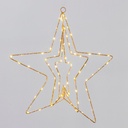 TRIPLE ILUMINADO ESTRELLA 40CM, 90 MINI LED, ADAPTADOR, TEMPORIZADOR, CHAMPÁN ESTRUCTURA METÁLICA, HILO DE COBRE PLATEADO, LED BLANCO CÁLIDO & LED BLANCO CÁLIDO INTERMITENTE, CABLE DE ALIMENTACIÓN 3M, IP44