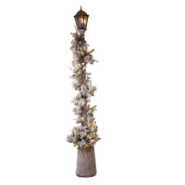 NEVADO COLUMNA FAROL DECORADO CON NAVIDAD RAMA, 105 LED BLANCO CÁLIDO, 266CM