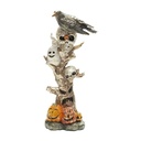 POLIRRESINA PORTAVELAS, HALLOWEEN, CON CALAVERAS Y NEGRO CUERVO, 13X10.50X30.50CM