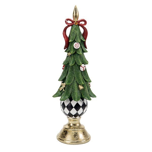 ÁRBOL DE NAVIDAD POLIRRESINA, CON DE CUADROS BASE, 12.50X38.80CM