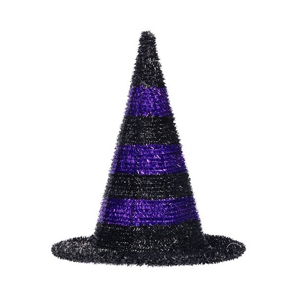 BRUJA SOMBRERO, NEGRO CON MORADO, 32CM