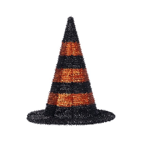 BRUJA SOMBRERO, NEGRO CON NARANJA, 32CM