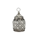 FAROL LED CON FLORES METÁLICO - CRISTAL BLANCO - PLATEADO 9.5X9.5X13.5CM