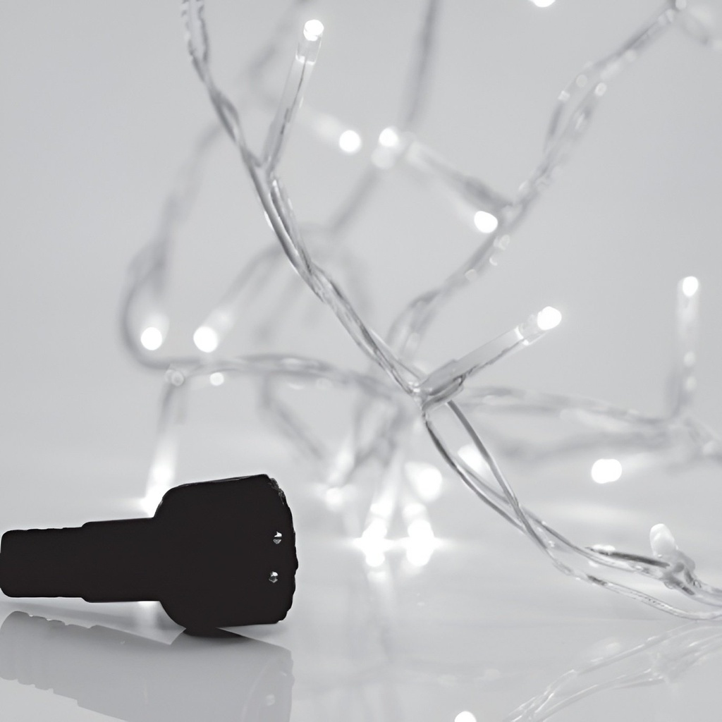 CORTINA, 150 LED 3MM, 31V ADAPTADOR, 4 CONECTORES HASTA 3 JUEGO, CABLE PVC TRANSPARENTE, LED BLANCO CÁLIDO (H100 X W300CM, 15 LÍNEAS X 10 LED), CABLE DE ALIMENTACIÓN 5M, IP44