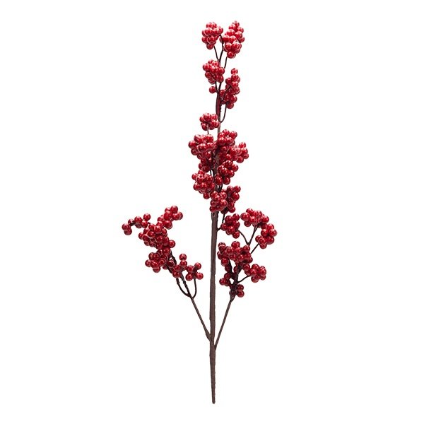 RAMA CON PEQUEÑO ROJO METÁLICO BAYAS, 59CM